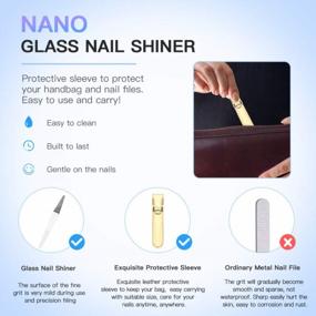 img 2 attached to 2-Pack Senignol Glass Nail File Set With Leather Case - Nano Crystal Shine Buffer And Polisher For Natural And Acrylic Nails - Professional Manicure Tools For Women And Girls
