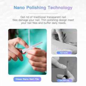 img 1 attached to 2-Pack Senignol Glass Nail File Set With Leather Case - Nano Crystal Shine Buffer And Polisher For Natural And Acrylic Nails - Professional Manicure Tools For Women And Girls