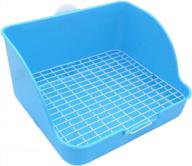 square pet small rat toilet: potty trainer, corner litter bedding box, and pan for small animals such as rabbits, guinea pigs, galesaurs, and ferrets - blue logo