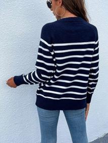 img 1 attached to Oversized Striped Color Block Knit Sweater For Women - Casual Loose Pullover Jumper With Long Sleeves And Crew Neck By PERSUN