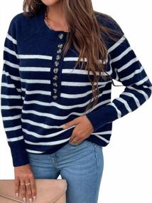 img 4 attached to Oversized Striped Color Block Knit Sweater For Women - Casual Loose Pullover Jumper With Long Sleeves And Crew Neck By PERSUN