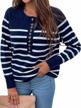 oversized striped color block knit sweater for women - casual loose pullover jumper with long sleeves and crew neck by persun logo