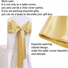 img 1 attached to Set Of 5 Light Gold Satin Table Runners, 12X108 Inches, Perfect For Wedding, Reception, Party, Ceremony, Birthday, And Banquet Decoration - B-COOL