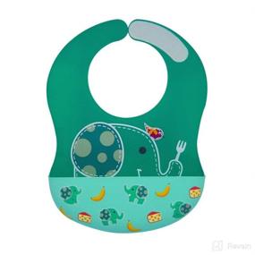 img 4 attached to 👶 Waterproof Silicone Baby Bibs for Baby & Toddler, Adjustable Size, Extra Large Crumb Catcher, BPA & Phthalate Free, 6 Month+