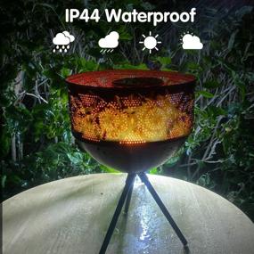 img 1 attached to Outdoor Solar Table Lamp - Flickering Flame Solar Tiki Light With Waterproof 19” Base, Pathway Garden Patio Landscape Decor, Camping And Party Illumination, Warm Light, Solar Powered (1 Pack)