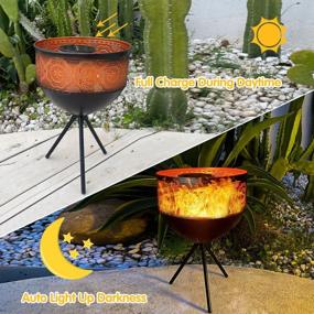 img 2 attached to Outdoor Solar Table Lamp - Flickering Flame Solar Tiki Light With Waterproof 19” Base, Pathway Garden Patio Landscape Decor, Camping And Party Illumination, Warm Light, Solar Powered (1 Pack)