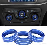 blue climate control knob covers for dodge charger & challenger 2015-2019 – compatible with hvac a/c radio button knob ring logo