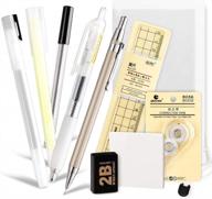 10pcs japanese style pen set: gel ballpoint, mechanical pencil, lead correction tape & more - perfect back to school supplies! logo