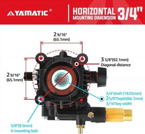 img 2 attached to YAMATIC Horizontal Pressure Washer Pump: 3400 PSI @ 2.6 GPM, 3/4" Shaft - Original Engineering For Most Brand Gas Engines