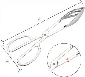 img 3 attached to Jucoan 2 Pack Buffet Tongs Salad Tongs, 10 Inch Stainless Steel Food Serving Tongs Bread Tongs With Scissor Handles For Kitchen, Party