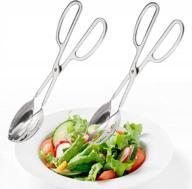 jucoan 2 pack buffet tongs salad tongs, 10 inch stainless steel food serving tongs bread tongs with scissor handles for kitchen, party logo