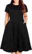 flattering plus size fit and flare midi dress with pocket for women's summer casuals by nemidor with round neck logo