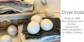 img 3 attached to Organic Wool Dryer Balls, Natural Fabric Softener, 6 Pack, DorDor & GorGor XL, Made In New Zealand, Reusable
