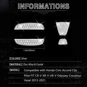 img 2 attached to 💎 Bling Diamond Stickers & Logo Caps: Stylish Car Steering Wheel Decorations for Honda Civic, Accord, CR-V & More (2013-2020)