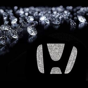 img 3 attached to 💎 Bling Diamond Stickers & Logo Caps: Stylish Car Steering Wheel Decorations for Honda Civic, Accord, CR-V & More (2013-2020)