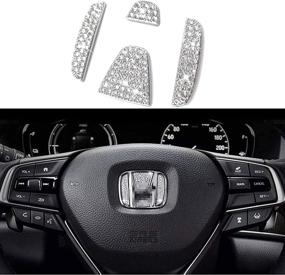 img 4 attached to 💎 Bling Diamond Stickers & Logo Caps: Stylish Car Steering Wheel Decorations for Honda Civic, Accord, CR-V & More (2013-2020)