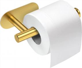 img 4 attached to Stainless Steel Toilet Paper Holder With Simtive Adhesive, No Drill Installation, Brushed Gold Finish - Perfect For Bathrooms And RVs