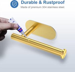 img 2 attached to Stainless Steel Toilet Paper Holder With Simtive Adhesive, No Drill Installation, Brushed Gold Finish - Perfect For Bathrooms And RVs