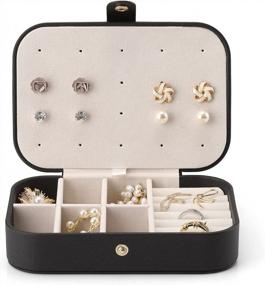 img 1 attached to Vlando Faux Leather Travel Jewelry Box Organizer Display Storage Case For Rings Earrings Necklaces, Black