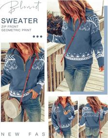 img 3 attached to Oversized Chunky Boho Half Zip Sweater For Women - Long Sleeve Casual Pullover Tops Perfect For Fall By BLENCOT