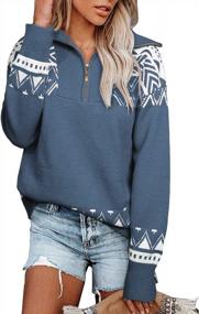 img 4 attached to Oversized Chunky Boho Half Zip Sweater For Women - Long Sleeve Casual Pullover Tops Perfect For Fall By BLENCOT