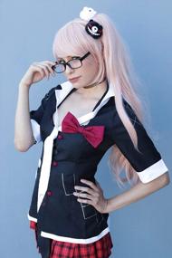 img 1 attached to 🎀 C-ZOFEK Light Pink Junko Enoshima Cosplay Wig with Two Clips (Pink)