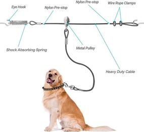 img 3 attached to Premium 100 ft Heavy Duty Dog Tie Out Cable for Yard - Dog Zipline Trolley System, Aerial Run Cable plus 10ft Pulley Runner Line - Supports Dogs Up to 125lbs - Ideal for Outdoor Activities, Yard, Camping, and Running