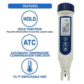 img 2 attached to Portable Digital High Accuracy 3-In-1 (TDS/Salinity/Temperature) Water Quality Meter