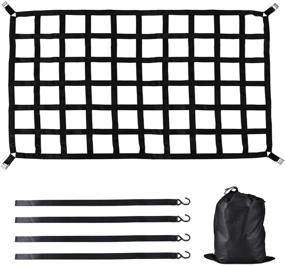 img 1 attached to 🚛 SKYTOU Short Truck Bed Cargo Net: Heavy Duty 78" x 50" Nets for Pickup Trucks with Cam Buckles & S-Hooks