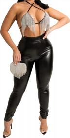 img 2 attached to High Waisted Faux Leather Leggings For Nightclubs: Stretchy & Sexy Pleather Pants For Women By Hibshaby