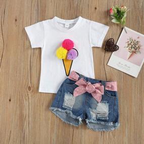 img 3 attached to 2Pcs Baby Girls 4Th Of July Outfits Set Sleeveless Vest Tops+ Denim Shorts Summer Clothes Toddler