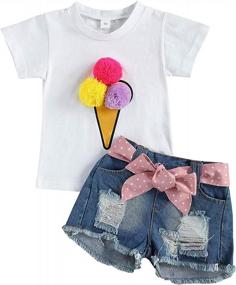 img 4 attached to 2Pcs Baby Girls 4Th Of July Outfits Set Sleeveless Vest Tops+ Denim Shorts Summer Clothes Toddler