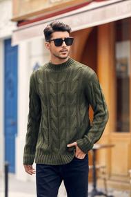 img 3 attached to Men'S Cable Knit Pullover Sweater Turtleneck Loose Fit Long Sleeve Chunky Winter Warmth