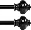 qiteri black crutain rods 38"-72" for windows 2 pack adjustable drapery rod with marbled finials 3/4 inch window treatment curtain rod logo
