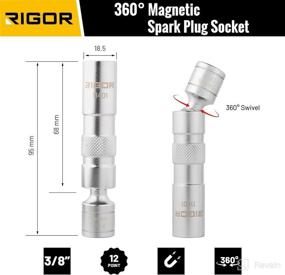 img 3 attached to RIGOR 11401 14mm Spark Plug Swivel Socket: Thin Wall, Magnetic, 3/8-Inch Drive, High Quality CR-V Steel
