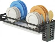 🍽️ junyuan hanging dish drying rack: wall mounted storage plate rack with utensil holder and drain board - durable stainless steel, rust proof (black dish) логотип