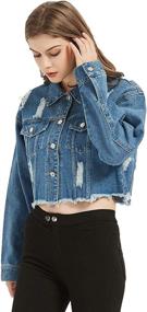 img 2 attached to Saukiee Oversized Distressed Boyfriend Trucker Women's Clothing ~ Coats, Jackets & Vests