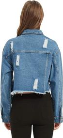 img 1 attached to Saukiee Oversized Distressed Boyfriend Trucker Women's Clothing ~ Coats, Jackets & Vests