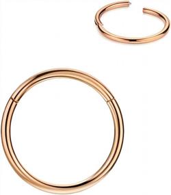 img 4 attached to 20G-6G 316L Surgical Steel Hinged Nose Rings Hoop In 5Mm To 22Mm - Gold, Rose Gold, Silver, Black, Blue & Rainbow!