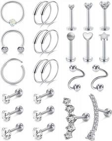 img 4 attached to Stylish AVYRING 16G Cartilage Earrings For Women - Versatile Stainless Steel Piercing Jewelry For Helix, Rook, Conch, Tragus And More