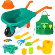 meland kids gardening set - wheelbarrow and garden tools for toddlers and kids with shovel, rake, trowel, watering can - outdoor and indoor pretend play with apron, hat, and gloves logo