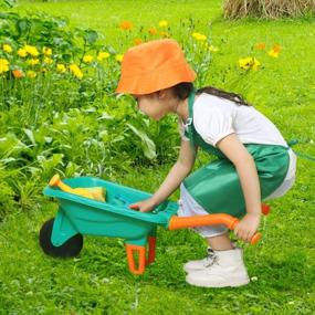 img 1 attached to Meland Kids Gardening Set - Wheelbarrow And Garden Tools For Toddlers And Kids With Shovel, Rake, Trowel, Watering Can - Outdoor And Indoor Pretend Play With Apron, Hat, And Gloves