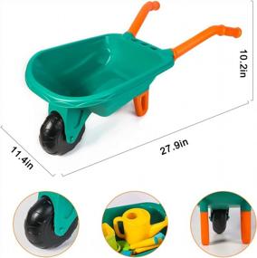 img 3 attached to Meland Kids Gardening Set - Wheelbarrow And Garden Tools For Toddlers And Kids With Shovel, Rake, Trowel, Watering Can - Outdoor And Indoor Pretend Play With Apron, Hat, And Gloves