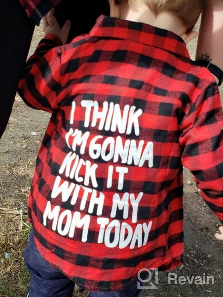 img 1 attached to Adorable Kids Baby Letters Print Long Sleeve Button Down Red Plaid Flannel Shirt - Perfect for Little Boys and Girls! review by James Mangum