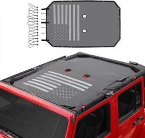 img 4 attached to 2007-2017 Jeep Wrangler JKU 4 Door Sunshade Mesh Top Cover - Durable UV Protection With US Flag Design - Voodonala