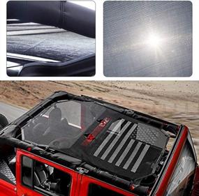img 3 attached to 2007-2017 Jeep Wrangler JKU 4 Door Sunshade Mesh Top Cover - Durable UV Protection With US Flag Design - Voodonala