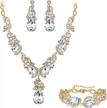 multi teardrop crystal cluster bridal jewelry set: necklace, earrings, and bracelet by brilove for women's wedding logo