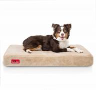 orthopedic brindle waterproof pet bed with memory foam, removable cover, and joint relief - machine washable - 4 inches logo