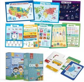 img 4 attached to Discover The World Educational Bundle: Set Of 8 Explorer Wall Posters, 90-Card Explorer Flashcards, And 96-Card Travel Scavenger Hunt Game – Ideal For Kids From Toddlers To Teens
