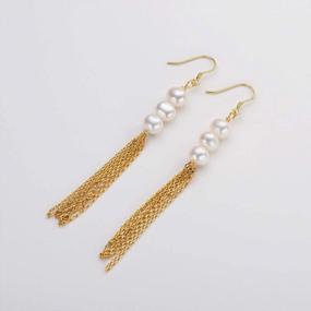 img 1 attached to Vintage Long Dangle Drop Earrings With Freshwater White Pearls - Ideal Gift For Mother'S Day, Mom, And Mama